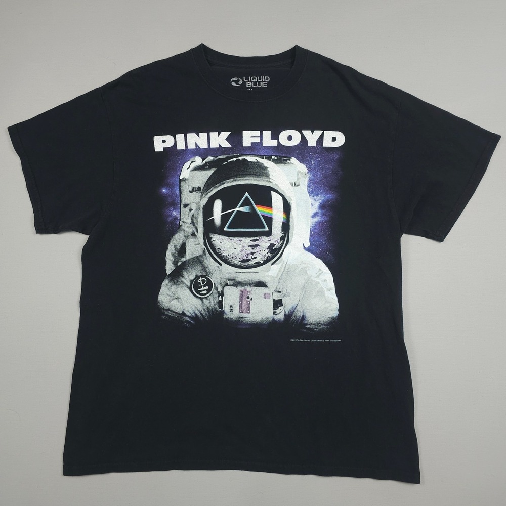 Liquid Blue Pink Floyd Shirt Adult XL Black Graphic Band Tee Dark Side Moon